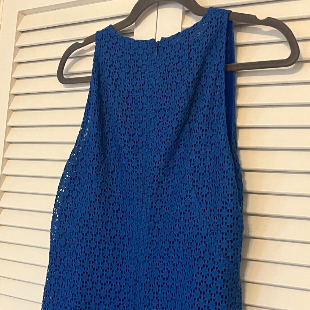 Akris Punto blue dress 6 sleeveless lace EUC - Picture 6 of 12